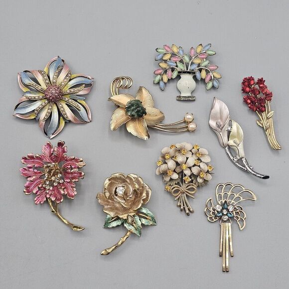 Estate Jewelry - Multicolor Floral Brooch Set